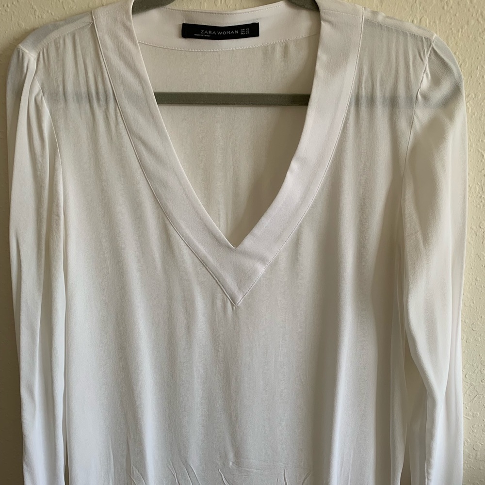 White V Neck Blouse